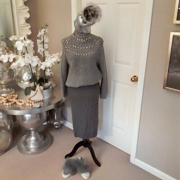EUC Joe Fresh grey knit wool blend pencil skirt, S - Picture 2 of 4
